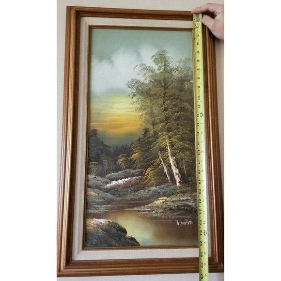 VINTAGE ORIGINAL OIL ON CANVAS SIGNED H. WILSON NATURE LANDSCAPE - Picture 3 of 6